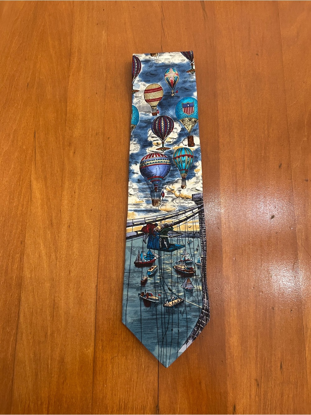 Vintage Americana Series River Gala Silk Tie USA Hot Air Balloons